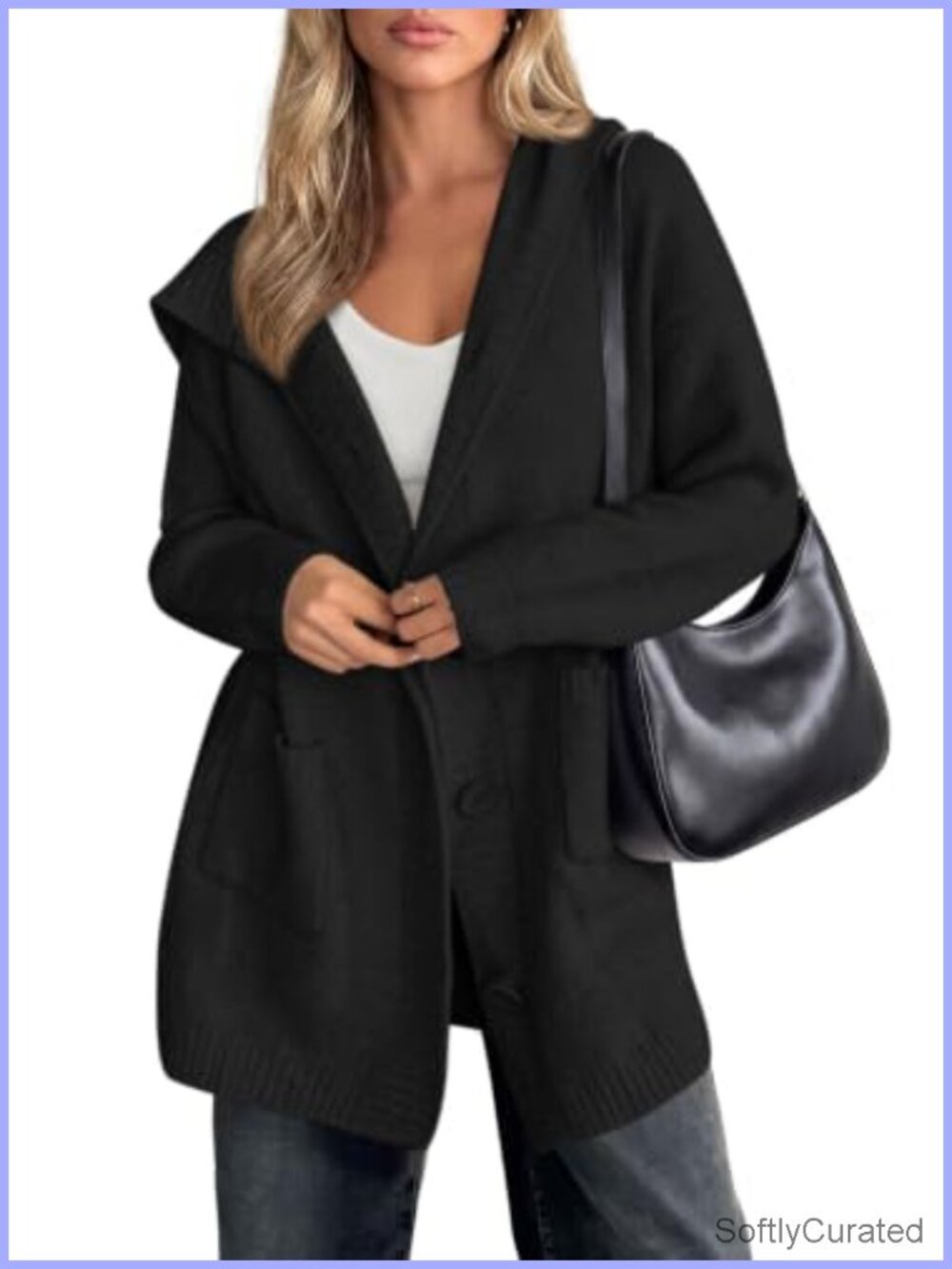 Hooded Button Up Oversized Cardigan Chunky Knit Sweater